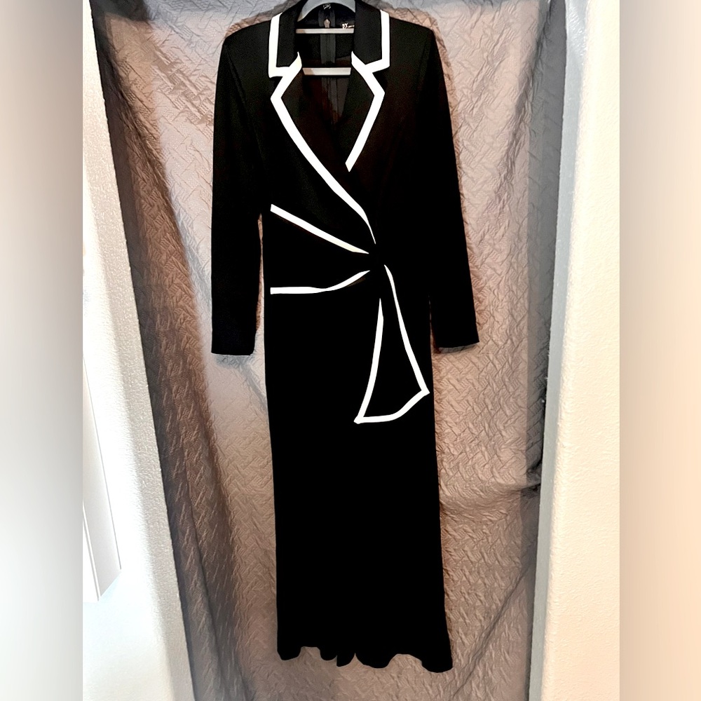 Black jumpsuit with attached sash